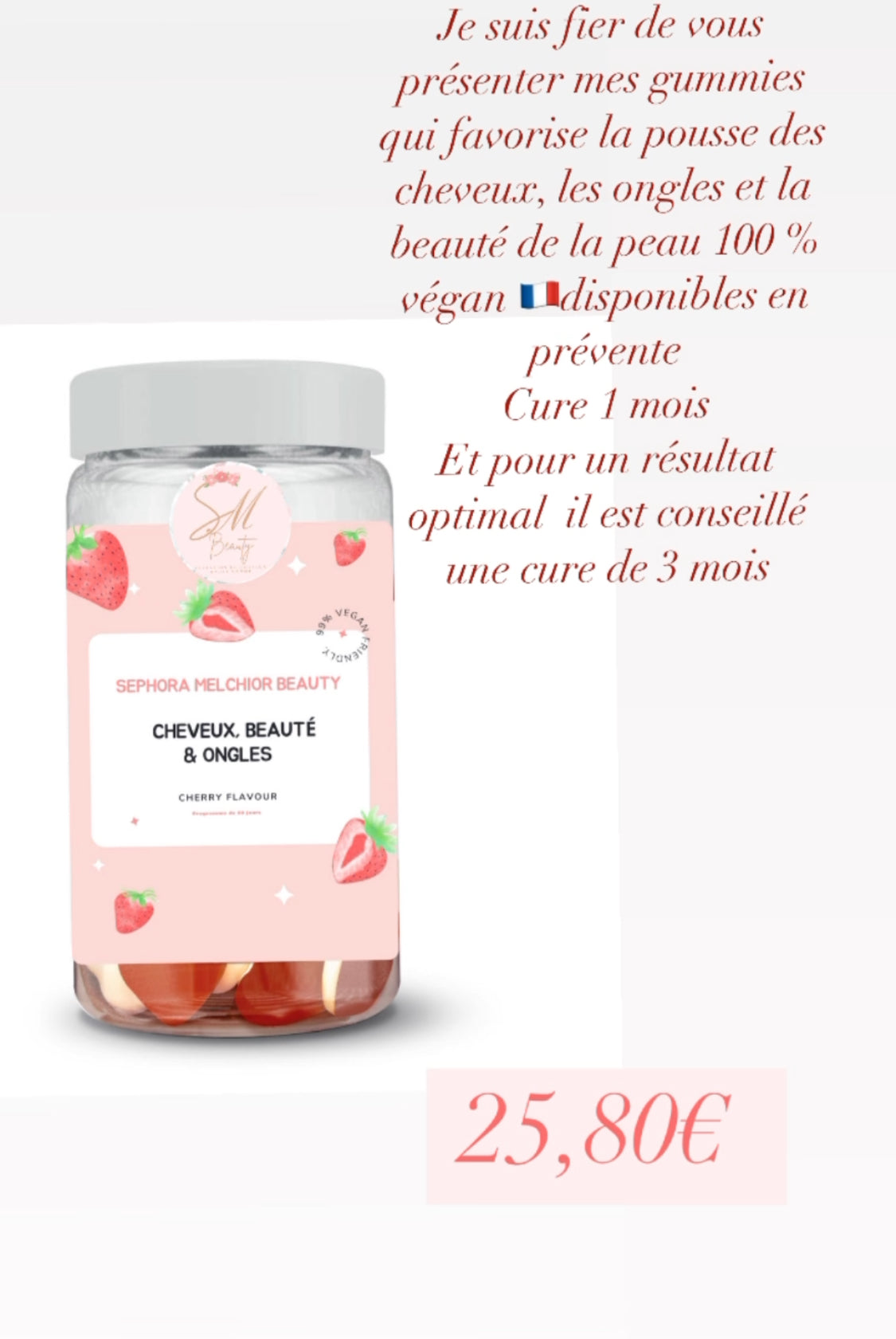 Gummies pousses des cheveux, ongles & beauté cure 1 mois 1 boîtes