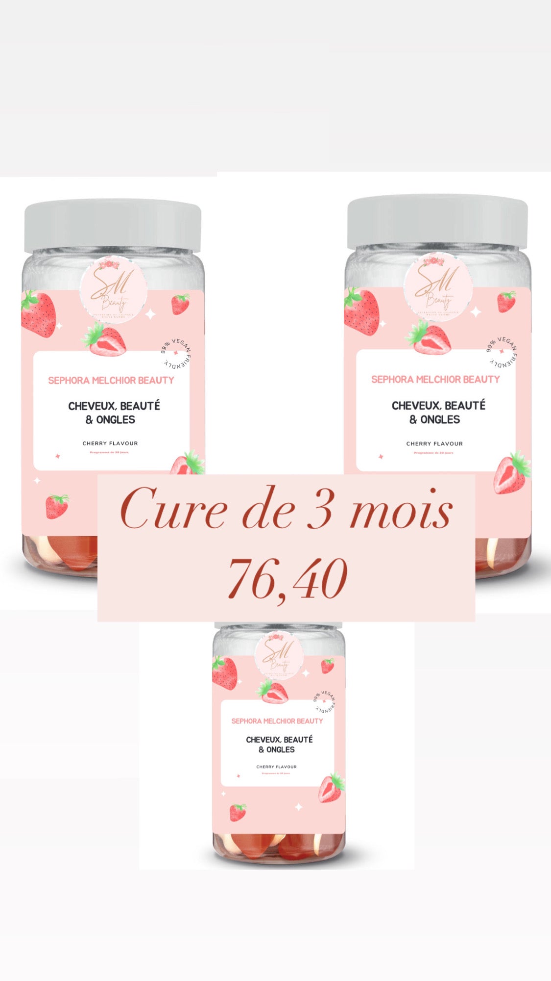 Gummies pousses des cheveux, ongles & beauté cure de 3 mois 3 boîtes