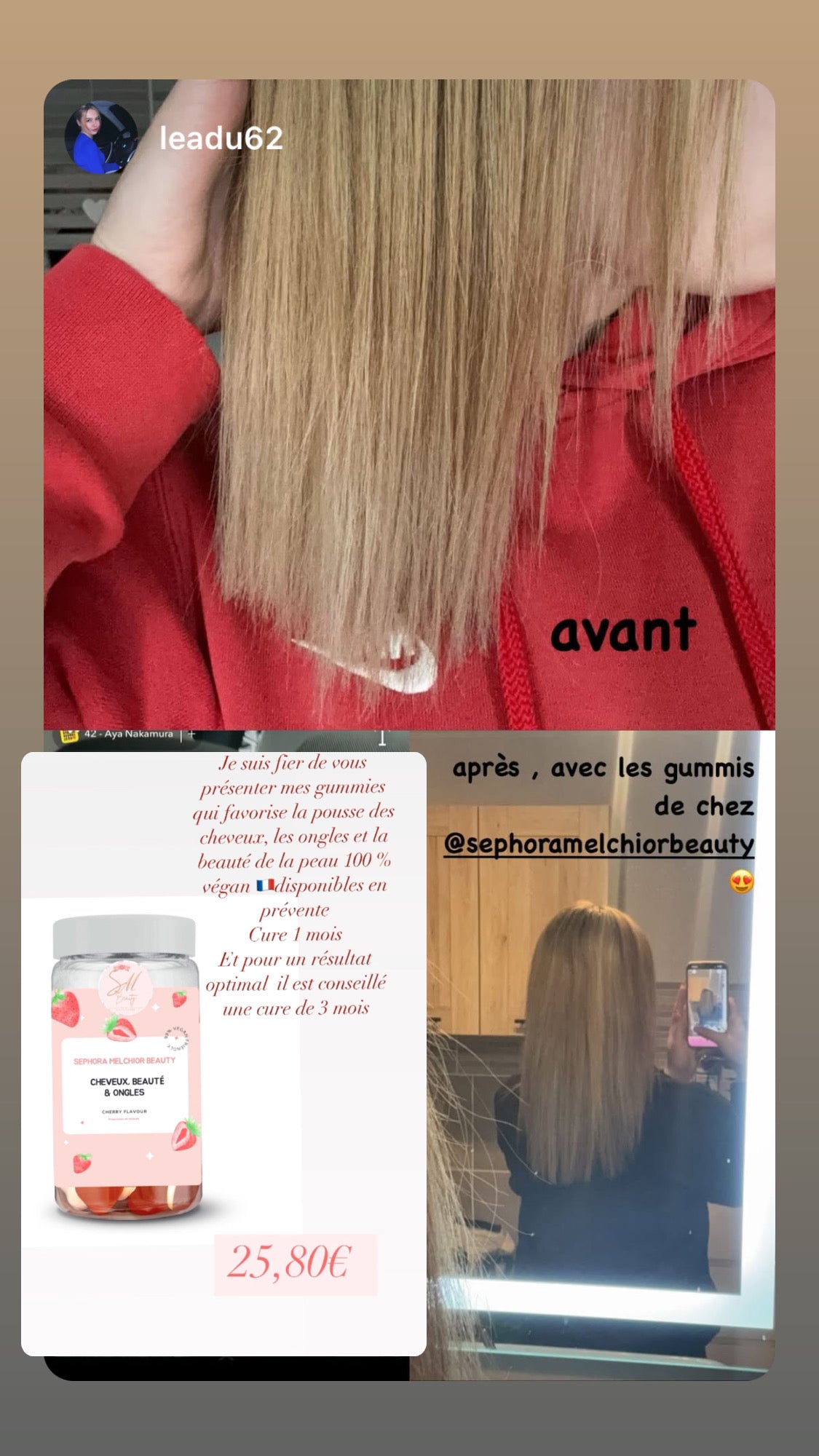 Gummies pousses des cheveux, ongles & beauté cure 1 mois 1 boîtes